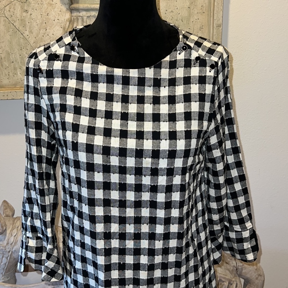 Zara Basic Collection Gingham Plaid Ruffle Bottom… - image 3